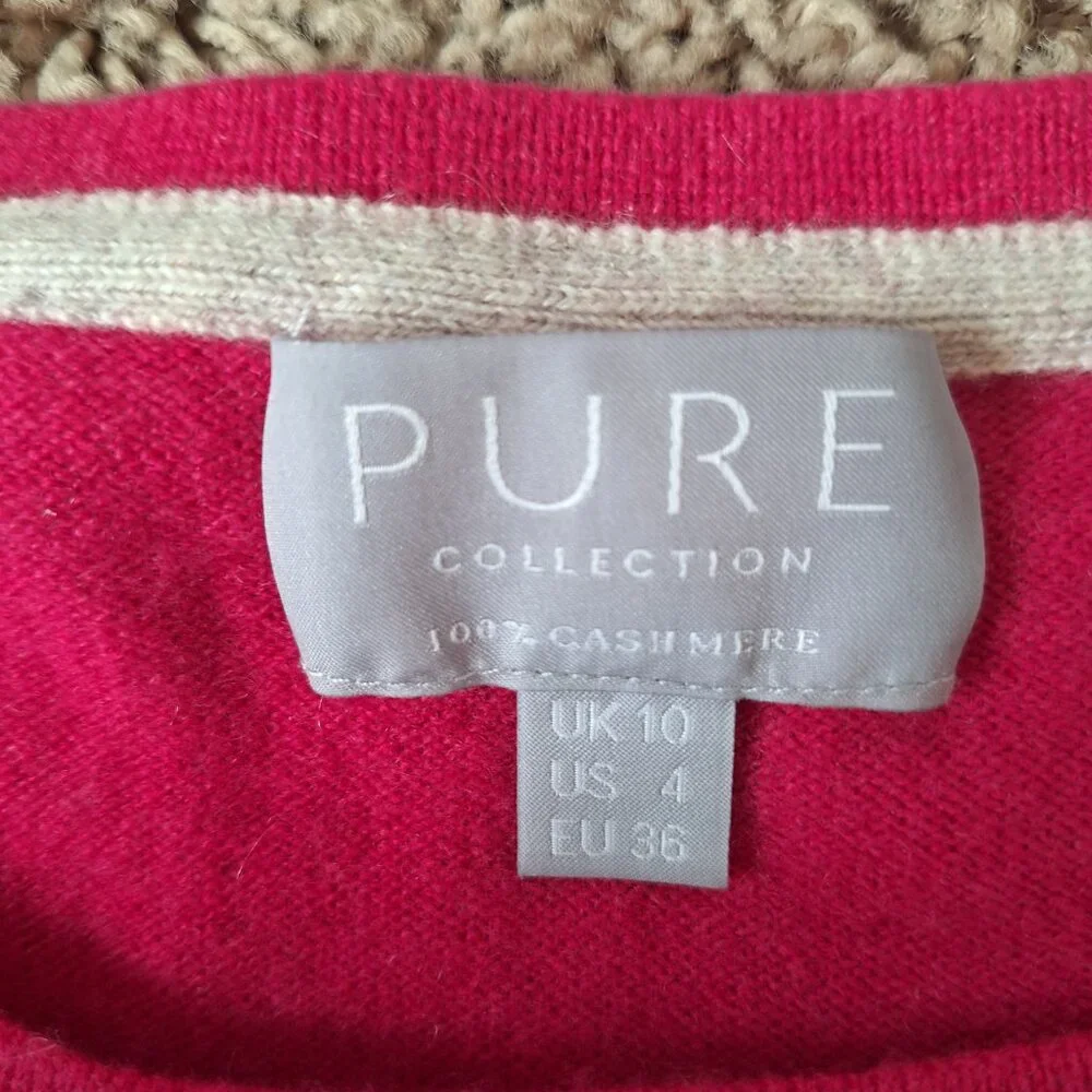 Pure Collection pink argyle cashmere sweater - Picture 2 of 2